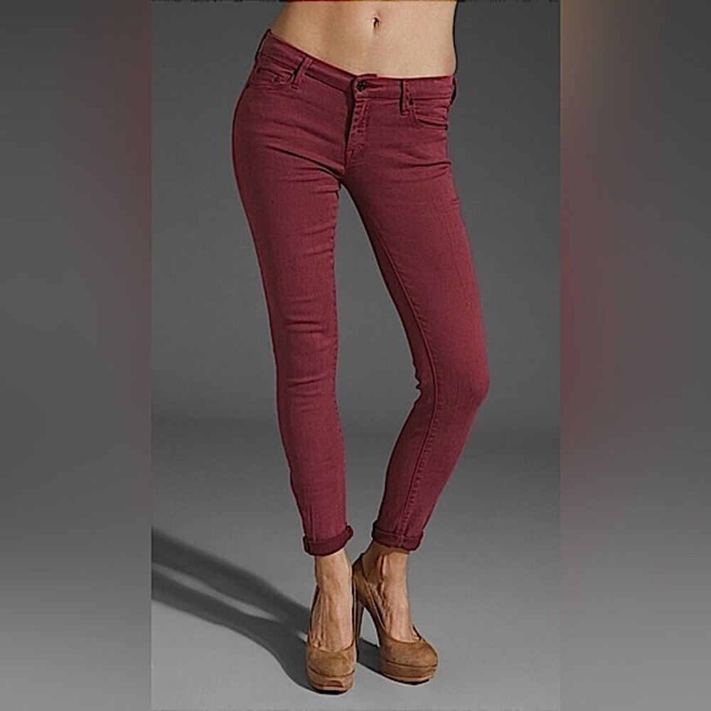 MOTHER The Looker Pop Velvety‎ Skinny Trouser Jean in Raspberry, Size 27